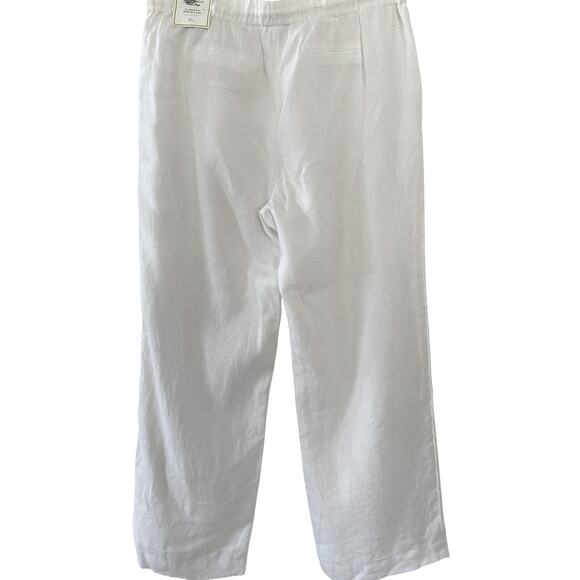 Women's White Linen Pants Charter Club Sz XL Drawstring Coastal Lagenlook Resort - Picture 3 of 10
